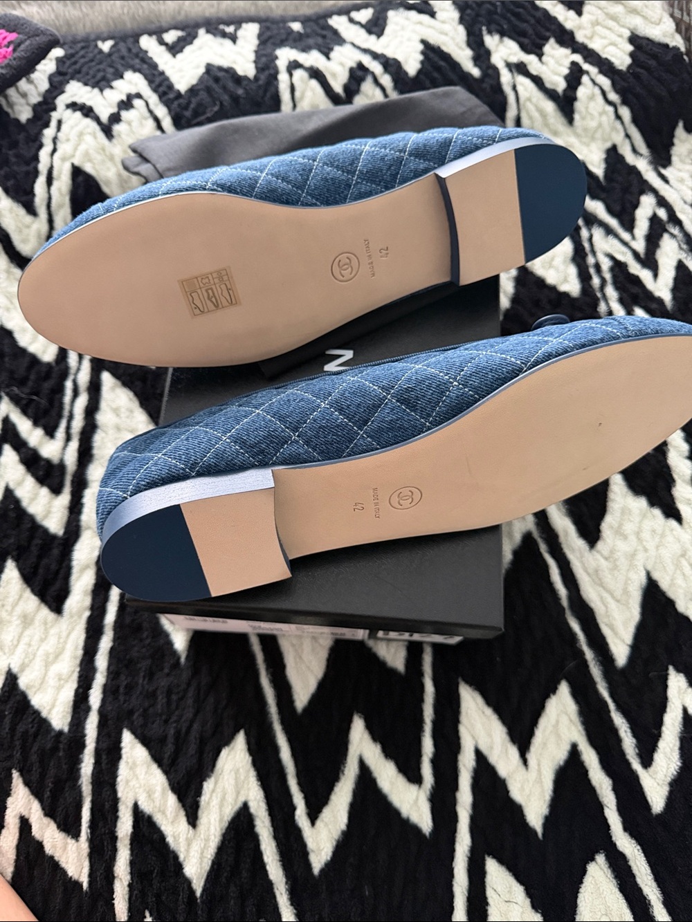 Chanel Quilted Denim Ballet Flats in Blue - Picture 4 of 10